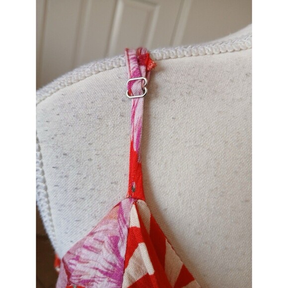 Miss Me Womens Maxi Dress Small Red Tropical Sleeveless V-Neck Hawaii Beachy - Picture 9 of 16